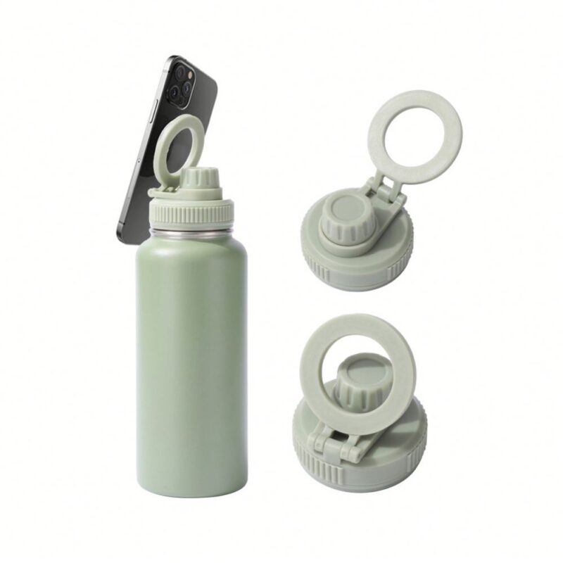 Custom Logo 1L Stainless Steel Double Wall Insulated Vacuum Flask 32oz Magnetic Water Bottle with Phone Holder product image 1