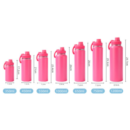 Custom Logo 1L Stainless Steel Double Wall Insulated Vacuum Flask 32oz Magnetic Water Bottle with Phone Holder - SKU-01-Hot Pink color