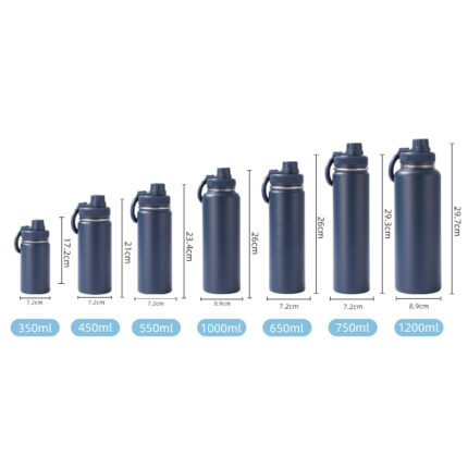 Custom Logo 1L Stainless Steel Double Wall Insulated Vacuum Flask 32oz Magnetic Water Bottle with Phone Holder - SKU-02-Navy color