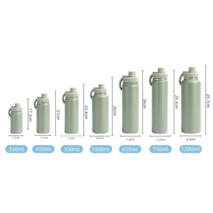Custom Logo 1L Stainless Steel Double Wall Insulated Vacuum Flask 32oz Magnetic Water Bottle with Phone Holder - SKU-03-Olive Green color