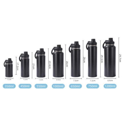 Custom Logo 1L Stainless Steel Double Wall Insulated Vacuum Flask 32oz Magnetic Water Bottle with Phone Holder - SKU-04-Black color