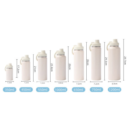 Custom Logo 1L Stainless Steel Double Wall Insulated Vacuum Flask 32oz Magnetic Water Bottle with Phone Holder - SKU-06-Beige color