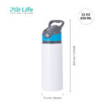 PYD Life High Quality 22oz 650ml White Sports Sublimation Aluminum Outdoor Kids Water Bott