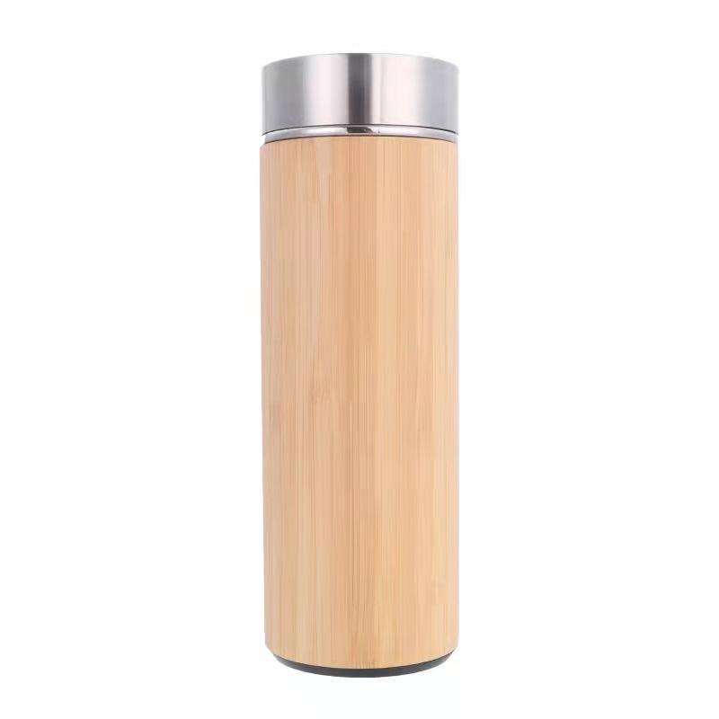 2023 Bamboo Shell Cup Stainless Steel Thermal Tea Cup Traveling Water Bottle Vacuum Flask with Led Bamboo Cups for Kids - Product Image 2