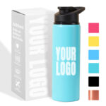 Custom Logo Sport Aluminum Bottle Colorful Single Wall Camping Aluminum Bottle 500ml 600ml