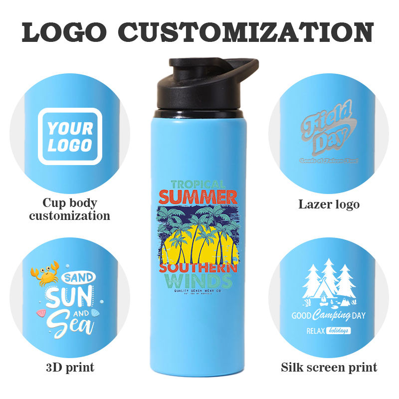 Custom Logo Sport Aluminum Bottle Colorful Single Wall Camping Aluminum Bottle 500ml 600ml