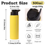 Custom Logo Sport Aluminum Bottle Colorful Single Wall Camping Aluminum Bottle 500ml 600ml