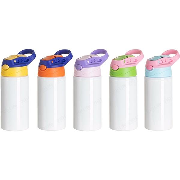 Wholesale 17oz 500ml White Aluminum Sublimation Kids Water Bottle with Colored Lid Custom