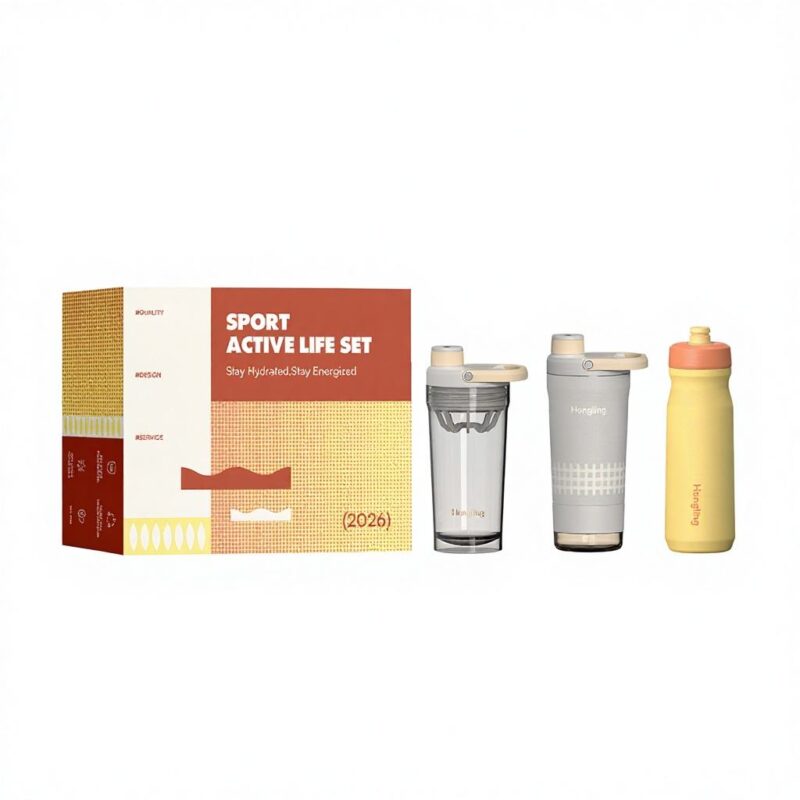 Hong Ling OEM Gift Set Food Grade Stainless Steel Vacuum Insulated Cycling Cup and Shaker
