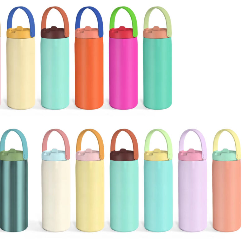Candy Colors Kids Water Bottle Stainless Steel BPA Free 12oz Water Bottle Vacuum 18oz Kids Cup with Custom Logo Straw Lid - Product Image 1