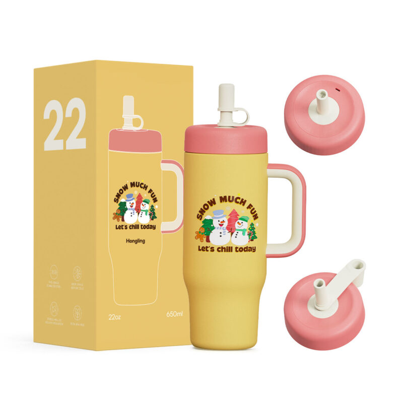 Christmas Gifts 18oz Cute Kids BPA-free Stainless Steel Double Wall Vacuum Insulated Tumbler with Straw - Product Image 2