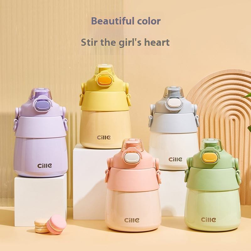 Cille Women's Large Capacity Double Drinking Water Cup High-Value Classic Style Net Red Thermos Kettle for Kids' Business Gifts - Product Image 1
