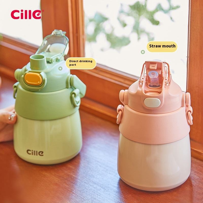 Cille Women's Large Capacity Double Drinking Water Cup High-Value Classic Style Net Red Thermos Kettle for Kids' Business Gifts - Product Image 2