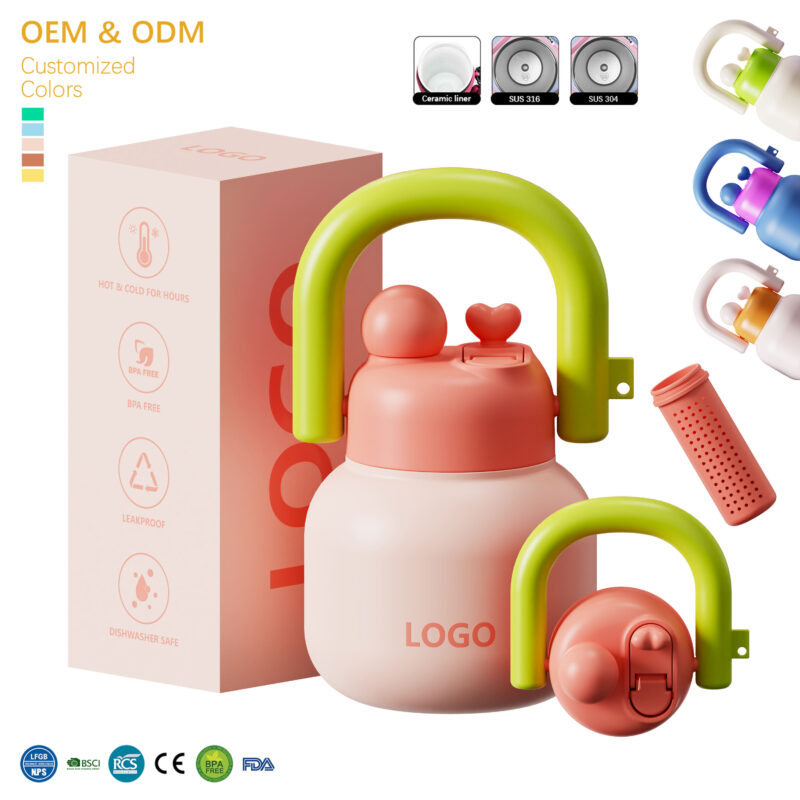 Custom logo 1000ml Sus 316 Stainless Steel Portable Insulated Lin Lin Thermos Bottle Water Jugs with Straws for Adult Children - Product Image 1