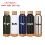 Custom Logo 500ml 750ml Stainless Steel Wood Grain Small Mouth Water Bottle Insulated with Lid and Handgrip - Product Image 1