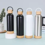 Custom logo 500ml 750ml Stainless Steel Wood Grain Small Mouth Water Bottle Insulated Drinking Bottle with Lid and Handgrip - Product Image 5