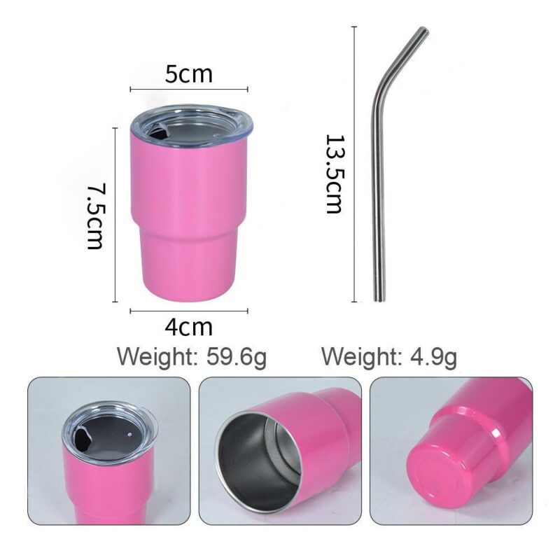 Custom Logo Mini 3oz Stainless Steel Shot Tumbler Double Wall Insulted Wine Cup Cute Small Mug with Lid Wholesale Bulk - Product Image 2
