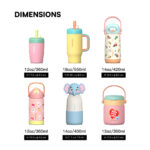 Hong Ling Insulated Kids Bottle with 2-in-1 Lid Straw & Sip Anti-Condensation Durable Stainless Steel for Outdoor School - Image 2