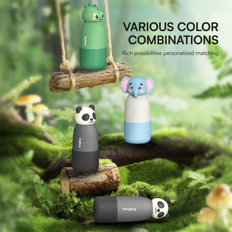 Hong Ling Cute and Durable Water Bottle 17oz 18/8 Stainless Steel Insulated with Silicone Boot and Leak Proof Lid for Everyday - Product Image 2