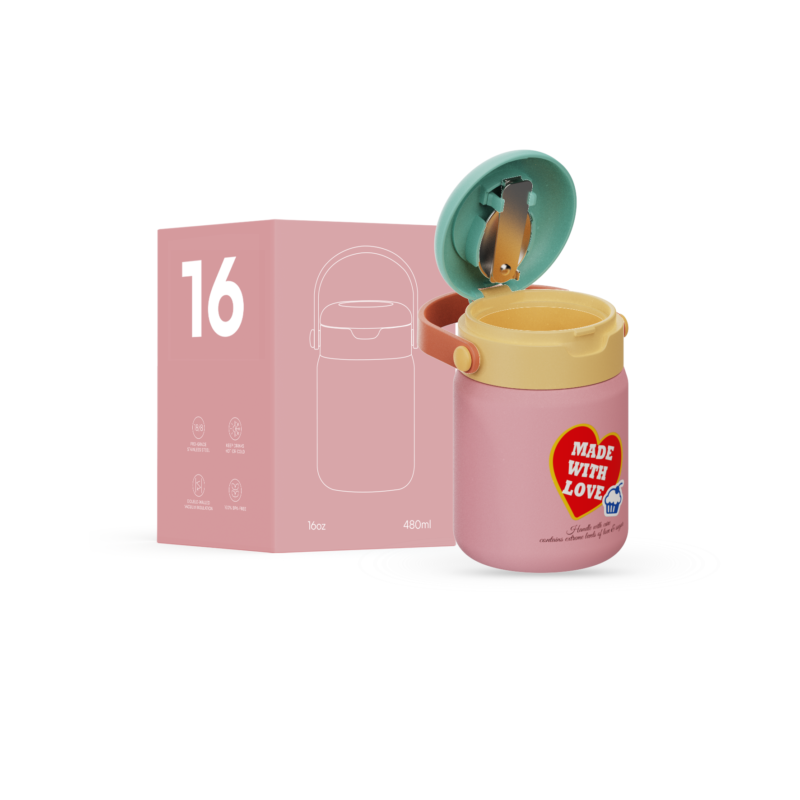 Hong Ling Durable Wide Mouth 304 Stainless Steel Food Jar 12oz Double Wall Vacuum Insulation for Easy Eating - Product Image 1