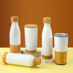 Leakproof Coffee Flask Customized logo Bamboo Thermos Bottle Insulated Travel Mug with Handle Leakproof Coffee Flask - Product Image 3