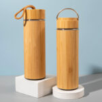 Mikenda 500ML/17OZ Wholesale Bamboo Water Bottle Natural Bamboo Stainless Steel Vacuum Insulated Infuser Bamboo Thermos Flask - Product Image 1