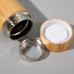 Mikenda 500ML/17OZ Wholesale Bamboo Water Bottle Natural Bamboo Stainless Steel Vacuum Insulated Infuser Bamboo Thermos Flask - Product Image 4