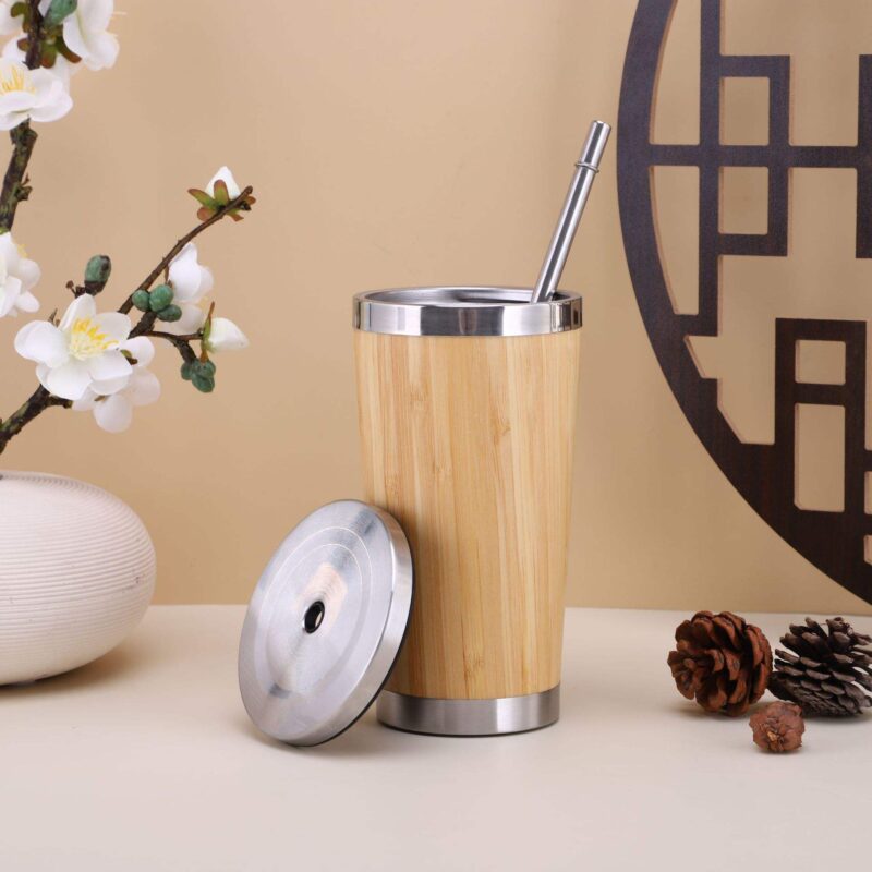 Peiway Bpa Free Design Bamboo Thermos Steel Mugs Travel Coffee Cups Custom Tumbler Bamboo Water Bottle - Product Image 2