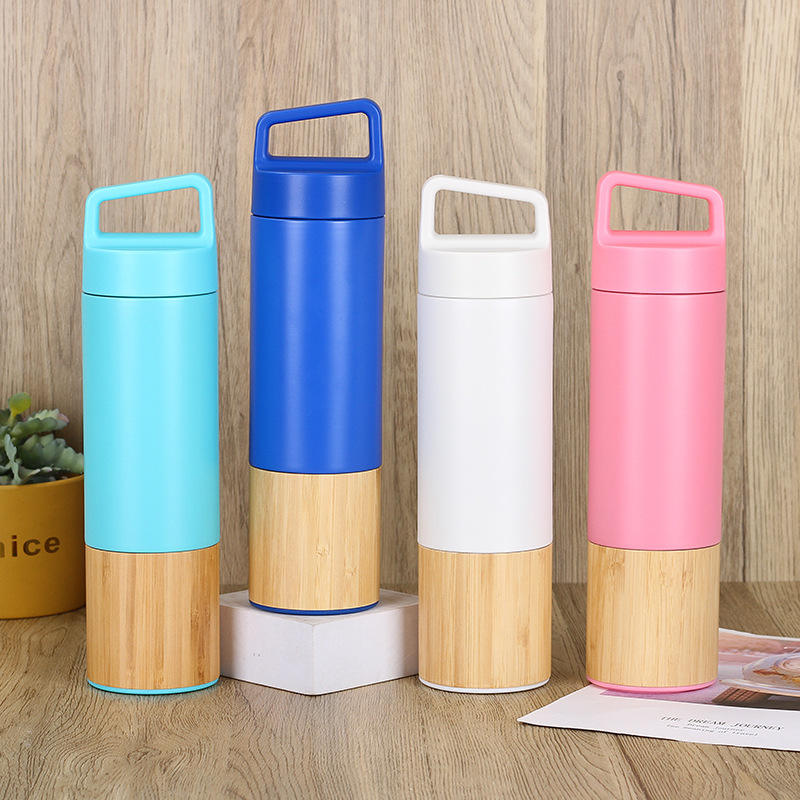 Peiway Custom Logo Stainless Steel Thermos Insulated Tumbler Vacuum Flask Drinking Thermal Eco Friendly Bamboo Water Bottle - Product Image 1