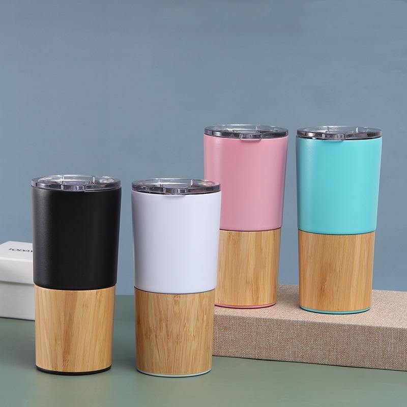 Peiway Food Grade Natural Bamboo Tumbler Stainless Steel 500ml Vacuum Insulated Drinking Tea Infuser Bottle - Product Image 1