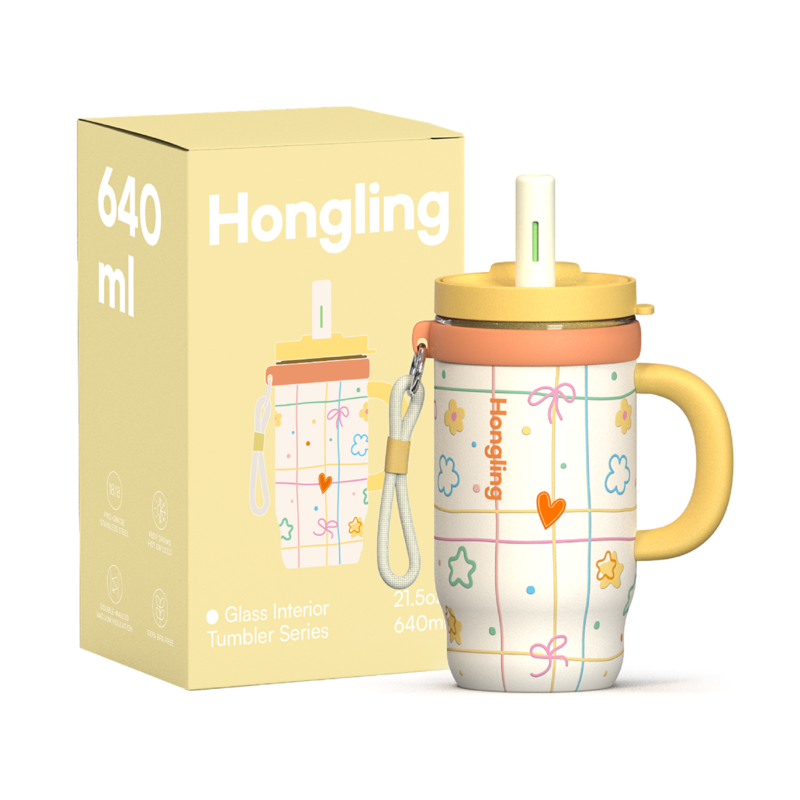 Portable 27oz Double Wall Stainless Steel Insulated Tumbler with Glass Inner Cup Glass Tumbler BPA-FREE - Product Image 1