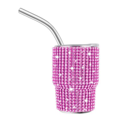 Wholesale Bulk 3oz Baby Cute Tequila Shots Insulated Mini Tumbler With Metal Straw and Lid Rhinestone Bling Valentine Travel Mug - 1