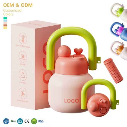 Custom logo 1000ml Sus 316 Stainless Steel Portable Insulated Lin Lin Thermos Bottle Water Jugs with Straws for Adult Children - 1