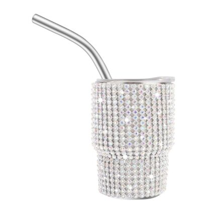 Wholesale Bulk 3oz Baby Cute Tequila Shots Insulated Mini Tumbler With Metal Straw and Lid Rhinestone Bling Valentine Travel Mug - 10