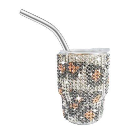 Wholesale Bulk 3oz Baby Cute Tequila Shots Insulated Mini Tumbler With Metal Straw and Lid Rhinestone Bling Valentine Travel Mug - 11