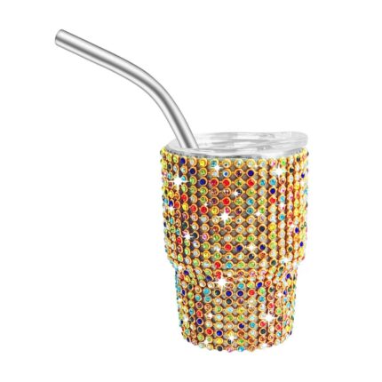 Wholesale Bulk 3oz Baby Cute Tequila Shots Insulated Mini Tumbler With Metal Straw and Lid Rhinestone Bling Valentine Travel Mug - 14