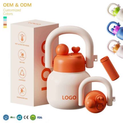Custom logo 1000ml Sus 316 Stainless Steel Portable Insulated Lin Lin Thermos Bottle Water Jugs with Straws for Adult Children - 3