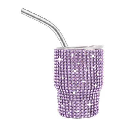 Wholesale Bulk 3oz Baby Cute Tequila Shots Insulated Mini Tumbler With Metal Straw and Lid Rhinestone Bling Valentine Travel Mug - 4