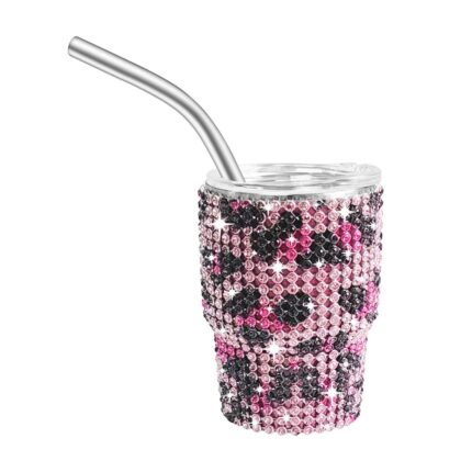 Wholesale Bulk 3oz Baby Cute Tequila Shots Insulated Mini Tumbler With Metal Straw and Lid Rhinestone Bling Valentine Travel Mug - 7