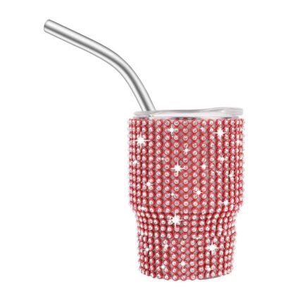 Wholesale Bulk 3oz Baby Cute Tequila Shots Insulated Mini Tumbler With Metal Straw and Lid Rhinestone Bling Valentine Travel Mug - 8