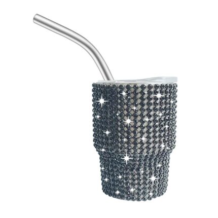 Wholesale Bulk 3oz Baby Cute Tequila Shots Insulated Mini Tumbler With Metal Straw and Lid Rhinestone Bling Valentine Travel Mug - 9