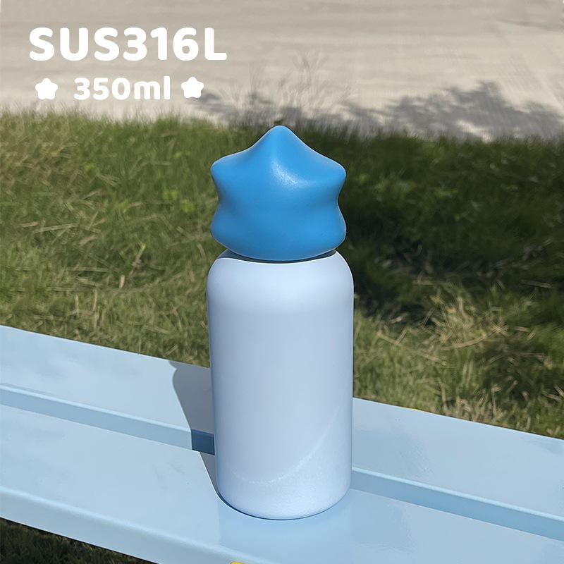 Wholesale 350ml Kids Water Bottle Stainless Steel SS316 Mini Cup Vacuum Outdoor Tumbler with Star Lid for Laser Engravings - Blue+Sky Blue