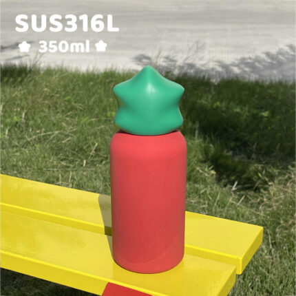 Wholesale 350ml Kids Water Bottle Stainless Steel SS316 Mini Cup Vacuum Outdoor Tumbler with Star Lid for Laser Engravings - Green+Red