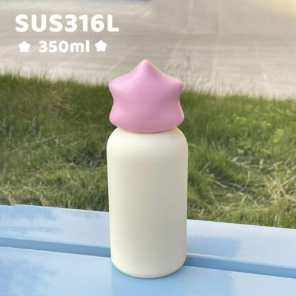 Wholesale 350ml Kids Water Bottle Stainless Steel SS316 Mini Cup Vacuum Outdoor Tumbler with Star Lid for Laser Engravings - Light Pink