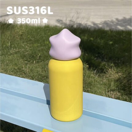 Wholesale 350ml Kids Water Bottle Stainless Steel SS316 Mini Cup Vacuum Outdoor Tumbler with Star Lid for Laser Engravings - Light Pink+Yellow