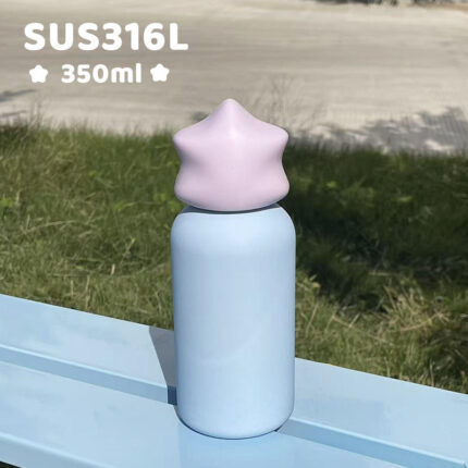Wholesale 350ml Kids Water Bottle Stainless Steel SS316 Mini Cup Vacuum Outdoor Tumbler with Star Lid for Laser Engravings - Light Purple+Sky Blue