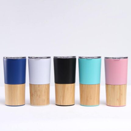 Peiway Food Grade Natural Bamboo Tumbler Stainless Steel 500ml Vacuum Insulated Drinking Tea Infuser Bottle - None