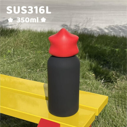 Wholesale 350ml Kids Water Bottle Stainless Steel SS316 Mini Cup Vacuum Outdoor Tumbler with Star Lid for Laser Engravings - Red+Black