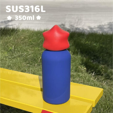 Wholesale 350ml Kids Water Bottle Stainless Steel SS316 Mini Cup Vacuum Outdoor Tumbler with Star Lid for Laser Engravings - Red+Dark Blue