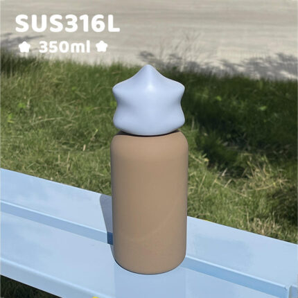 Wholesale 350ml Kids Water Bottle Stainless Steel SS316 Mini Cup Vacuum Outdoor Tumbler with Star Lid for Laser Engravings - Sky Blue+Coffee